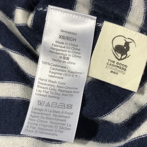 Madewell Cashmere Sweater Tee XS Loose Navy Blue Cream Striped Nautical Casual - Picture 6 of 6